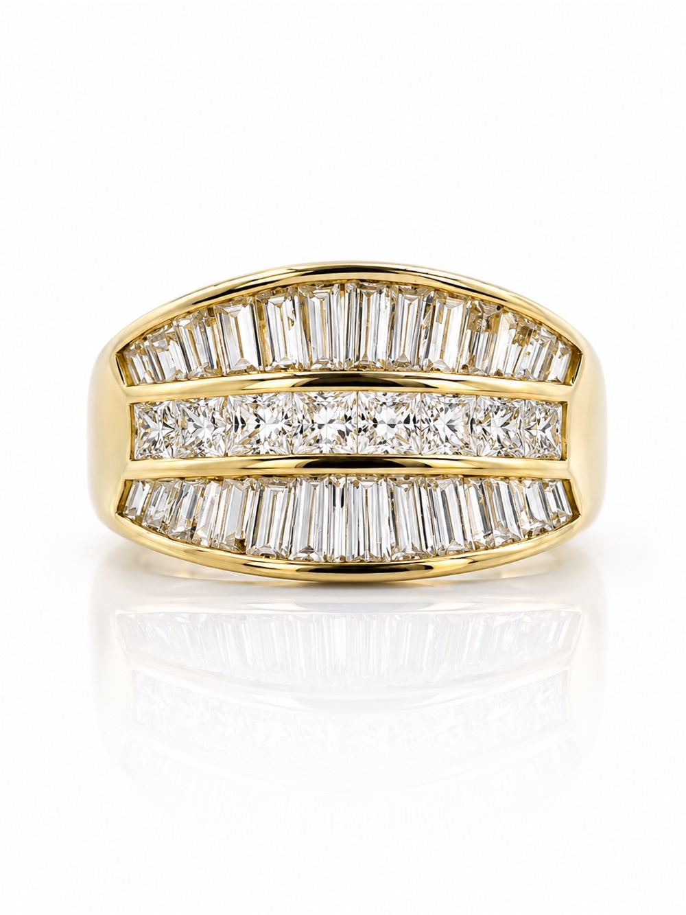 ✨ 14K Yellow Gold Multi-Row Zircon Statement Ring